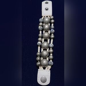 Leather/metal/stone Bracelet